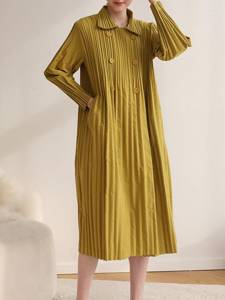 

Women's Trench Coats SUSU Pleated Double Breasted Coat Straight Loose Lapel Neck Long Sleeve Solid Woman Clothes 2022 Autumn NH-A030, Black coat