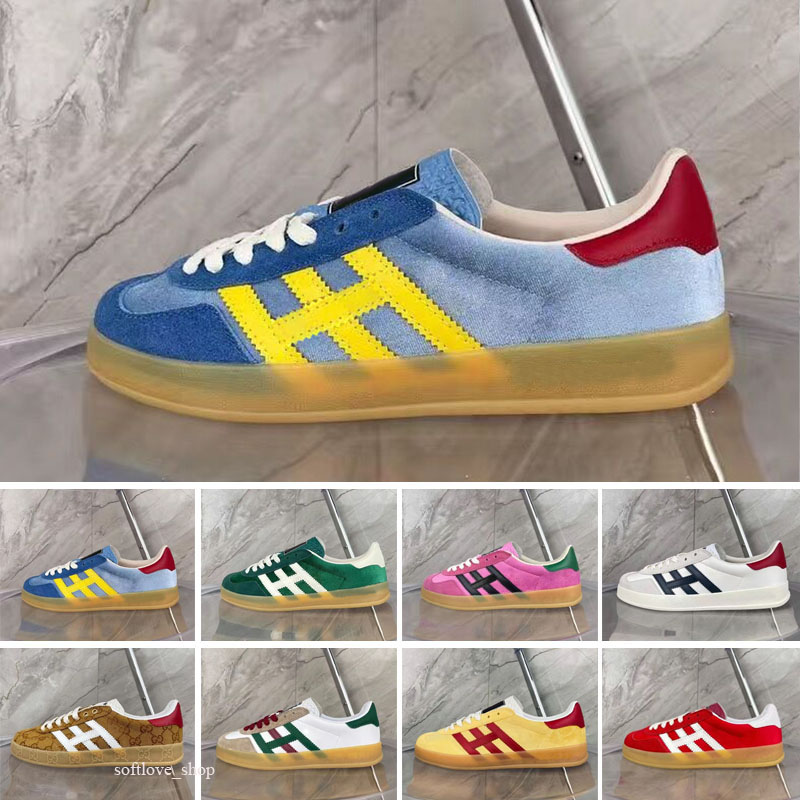 

Sneakers Shoes Fashion Trainers Red Blue Pink Green Velvet Beige Ebony White Suede Silk Xad Gazelle Sneaker Men Women, Color 8