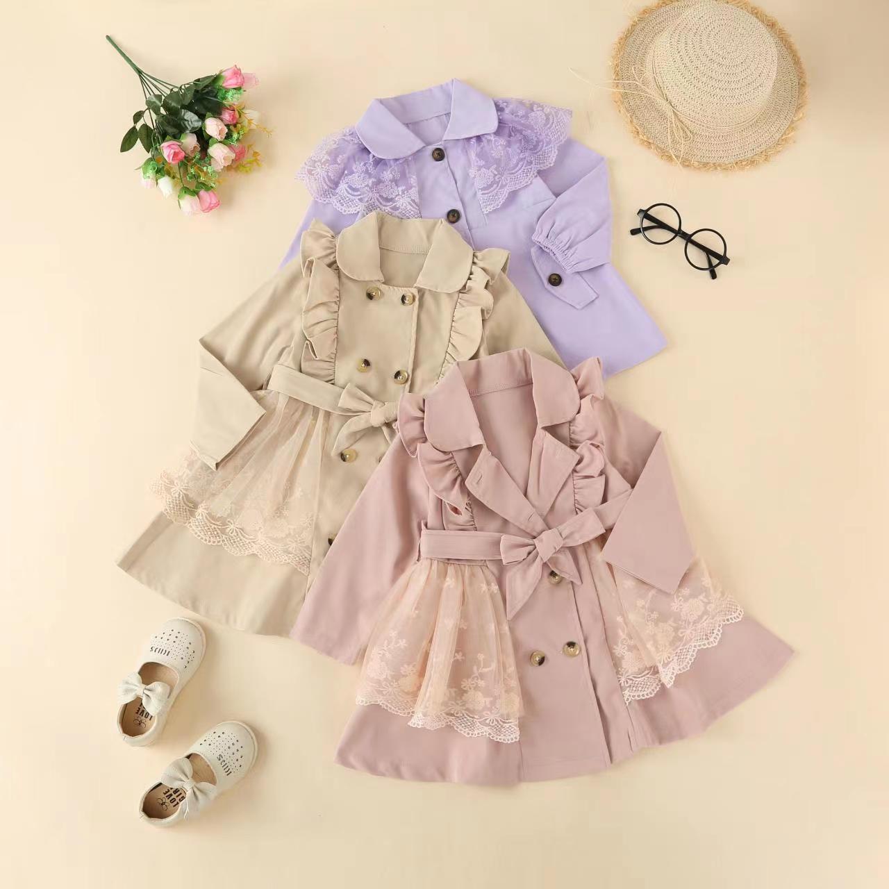 

2022 Boutique Autumn Spring Children Outwear Kids Jacket Long Sleeve Sweet Baby Girl Wind Coat, As picture