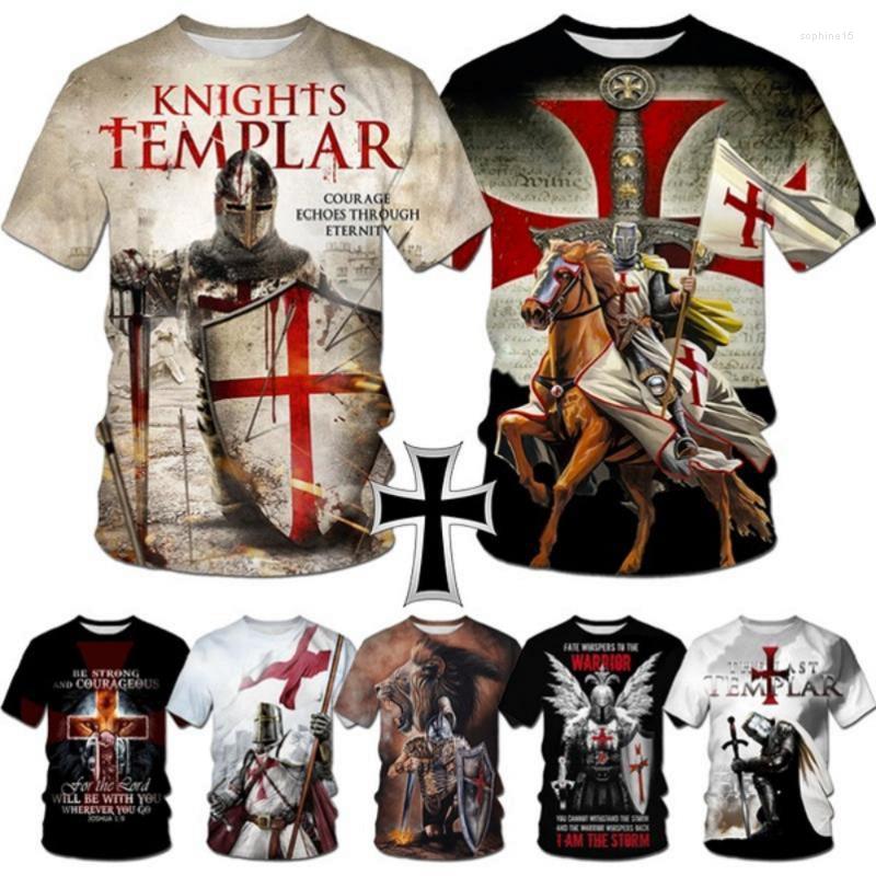 

Men's T Shirts Templar 3D Print T-Shirt Samurai Pattern Knights Retro Style Of European And American Street Short Sleeve Shirt Men Tops Tees, Dark grey