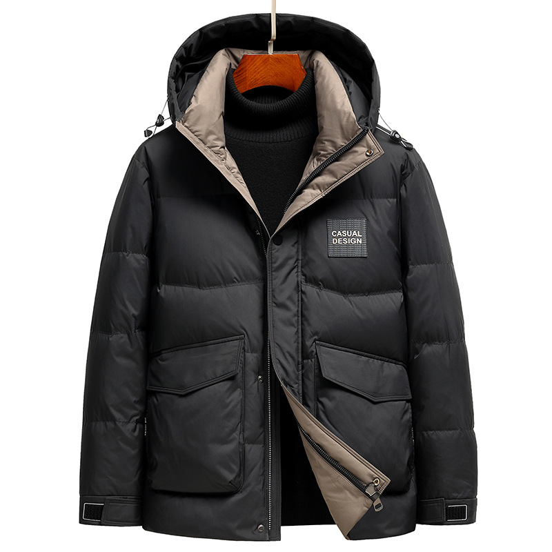 

Mens Winter Down Jacket Man Black Puffer Jackets Parkas Long Sleeve Thick Warm Designer Coat with Hooded Men's Clothing Windproof Outerwear 3XL, Khaki