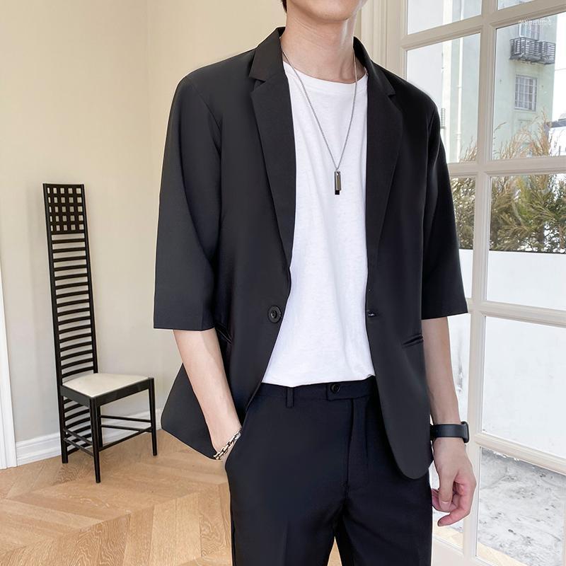 

Men' Suits Men' Men' Suit Jacket Thin PU Handsome Coat Korean Style Trendy All-Match Fashion And Half Sleeve, Yk70 light gray