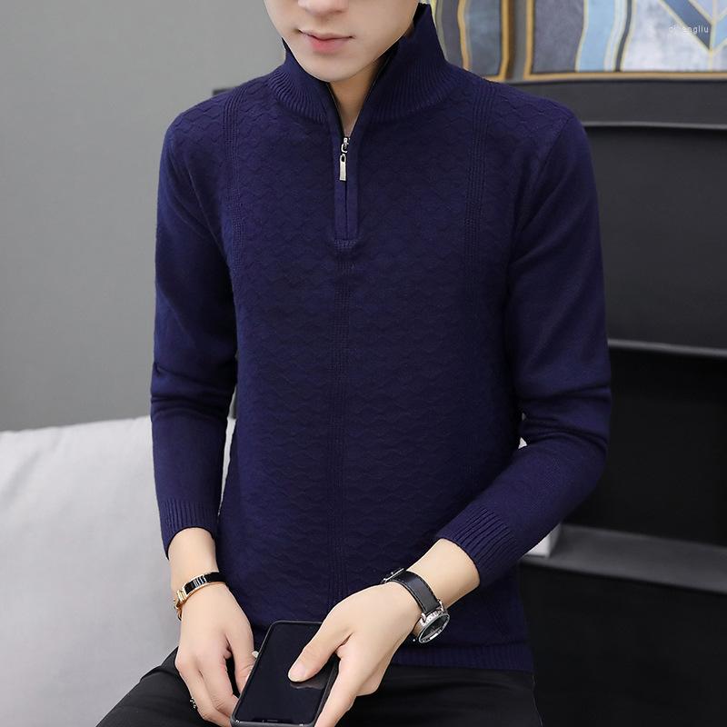 

Men's Sweaters Long-sleeved Mens Navy Blue Black Gray Red Winter Turtleneck Pullovers Casual Fashion Men Sweater, Picture shown