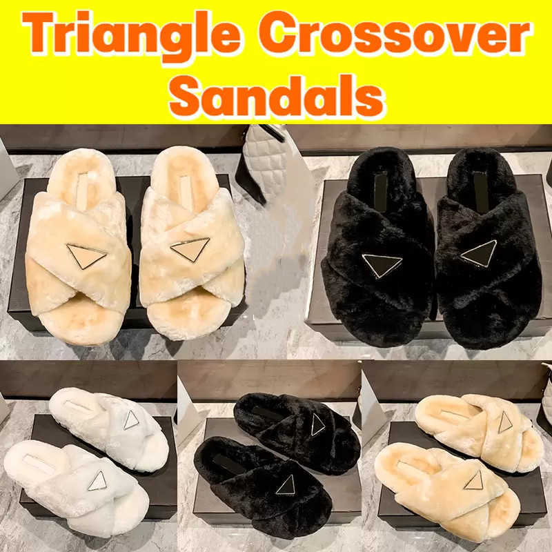 

Shearling Sabots Flat Slippers warm indoor Slide Furry fur slides Wool Plush Sandals winter Women shoes Flat Comfort Slipper Platform triangle Crossover Sandal, Real pcs pls contact