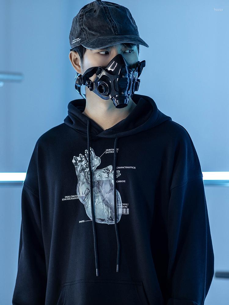 

Men's Hoodies ESDR Cotton Hoodie X-ray Of The Heart Print Techwear Aesthetic Streetwear Punk, Picture shown