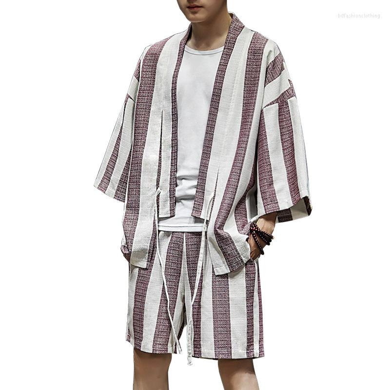 

Men's Sleepwear Summer Shirt&Pant 2PCS Japanese Style Men Cotton Linen Casual Suit Loose Vintage Home Wear Male Set Novelty Clothing