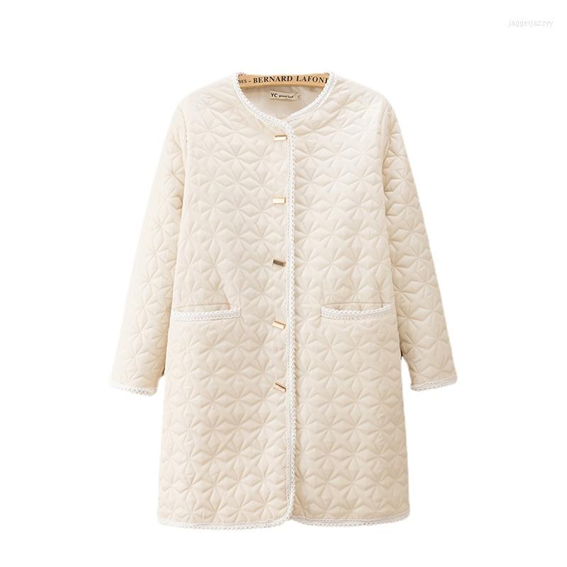 

Women's Trench Coats 2022Buttons Parkas Women Fashion Turn Down Collar Elegant Pockets Autumn Cotton Jackets Female Ladies Winter Jacket, Blue