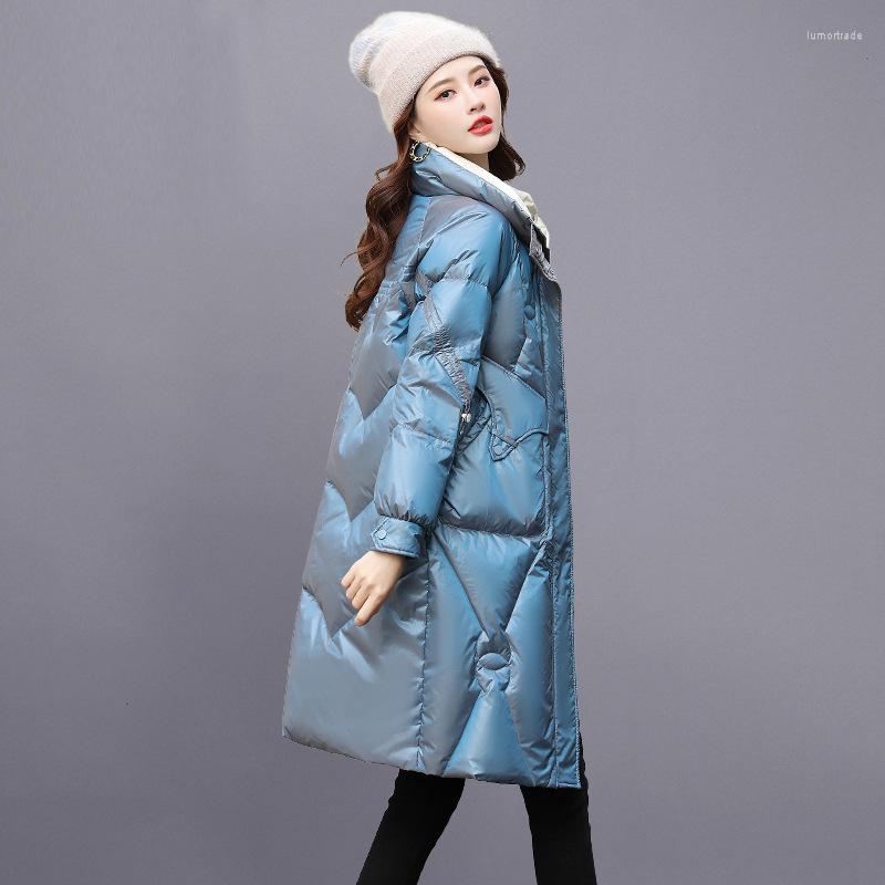 

Women's Down GUBELT 67-86 2022 WINTER MID LONG BULE COLOR WOMENS WHITE DUCK COATS, 105cm