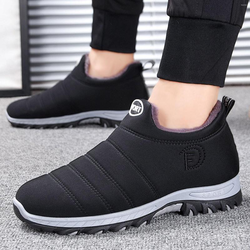 

Boots Fashion Winter Men Snow Flat Bottom Non Slip Waterproof Round Toe Solid Color On H Warm Mens Work, Black