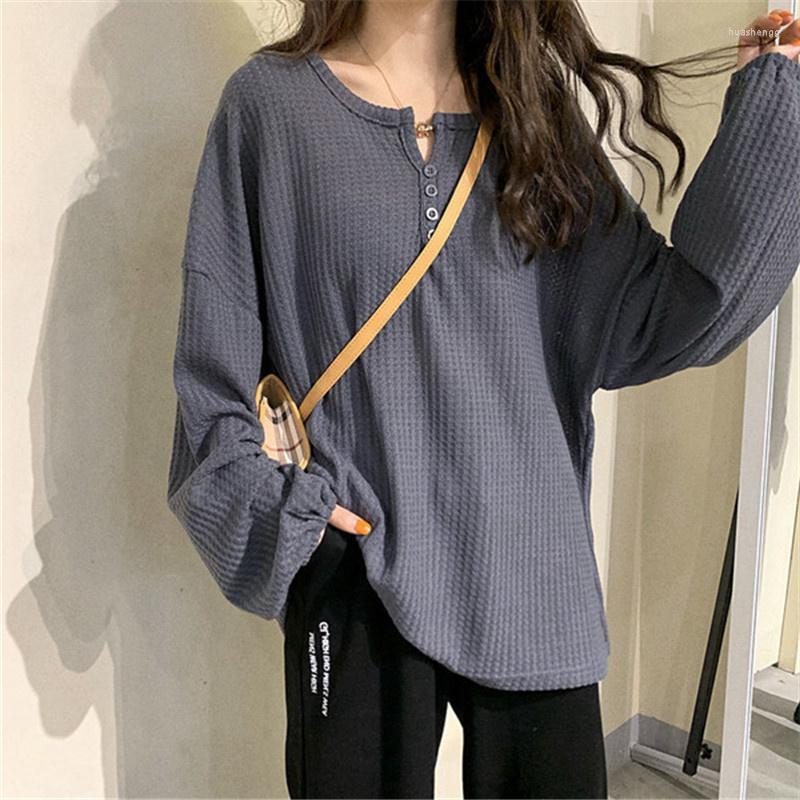 

Women's Sweaters Women's Knitted T-shirt Top Long-sleeved 2022 Loose Korean Style Retro Hong Kong All-matching Lazy Bottoming Jum, White