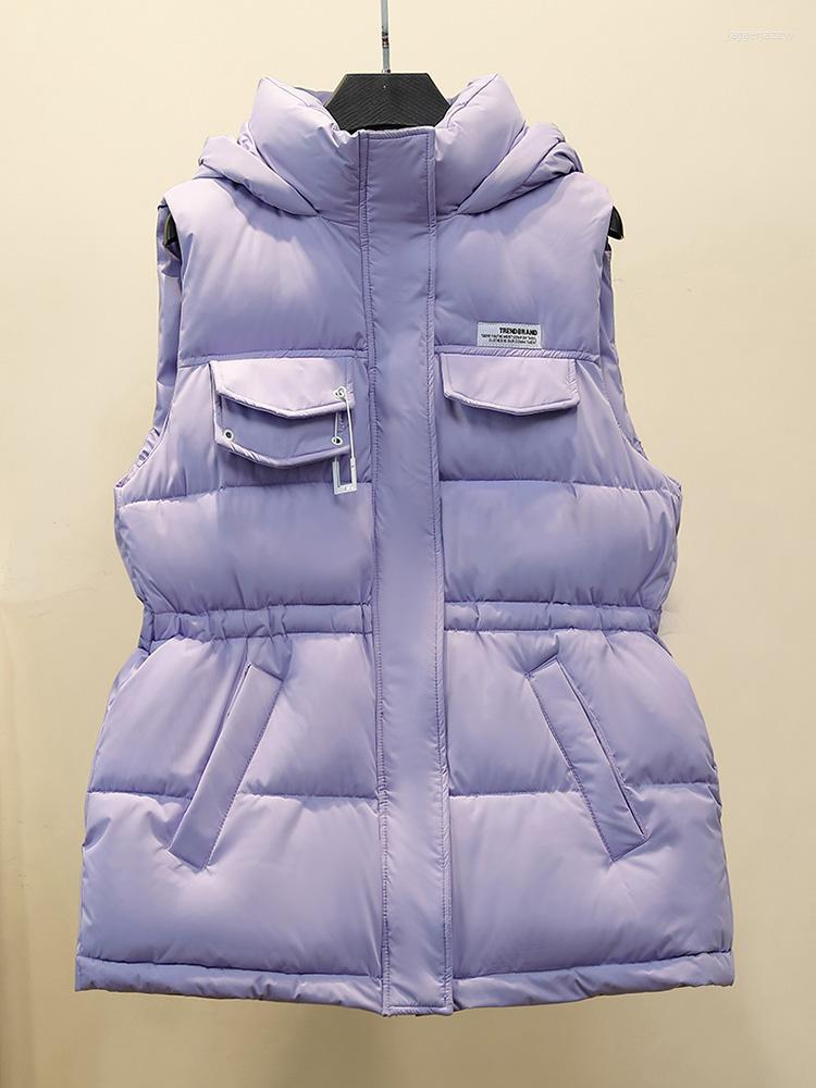 

Women's Vests 2022 Women Winter Slim Vest Sleeveless Hooded Zipper Thicken Warm Padded Coat Casual Female Waistcoat Jacket Lady, Sky blue