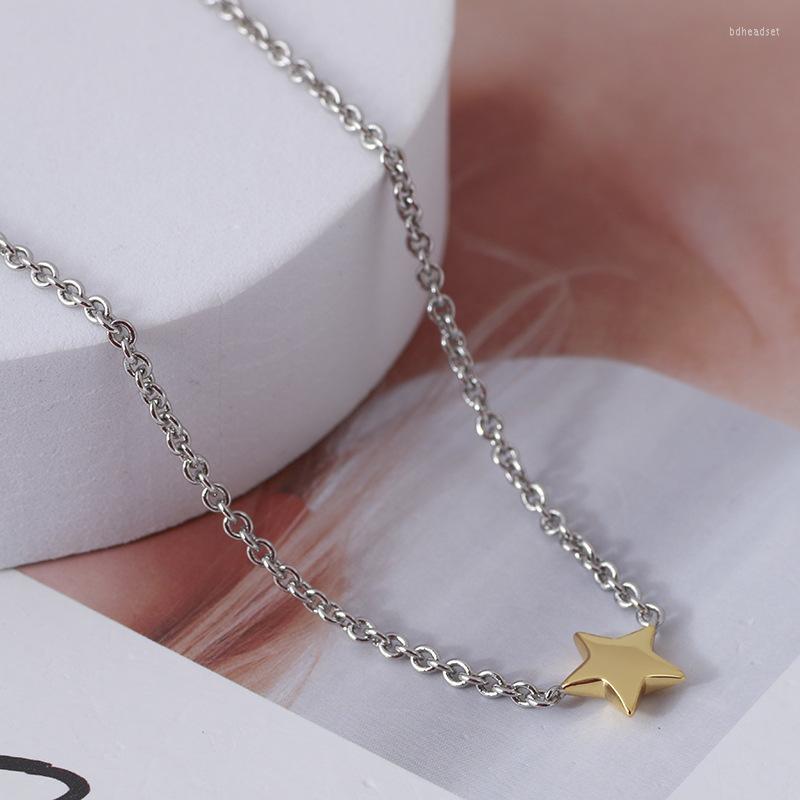 

Choker Star Pendant Two Color Chain Necklace High Quality Jewelry For Women