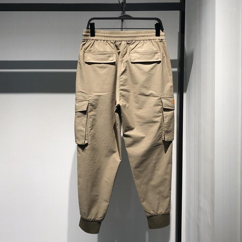 

Men' Pants Multi Mens Pockets Elastic Waist Joggers Harem Streetwear Trousers Man Slim Fit Khaki Cargo Fashion Pencil