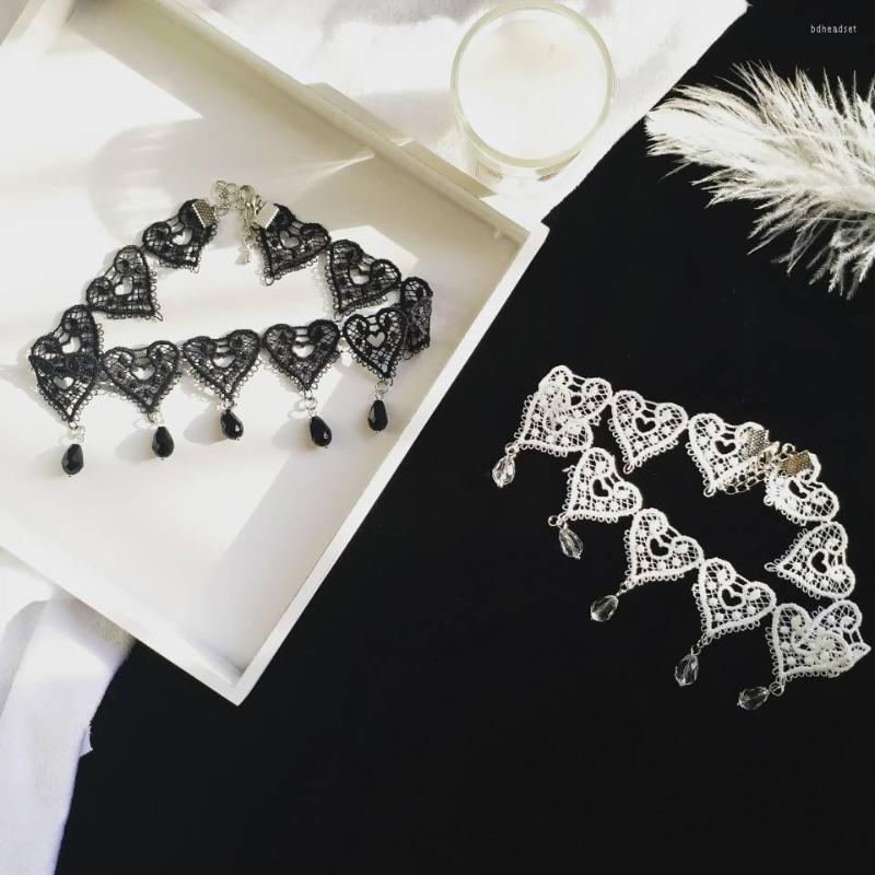 

Choker Heavy Industry Super Fairy Girl Love Lace Crystal Pendant Necklace Short Clavicle Chain