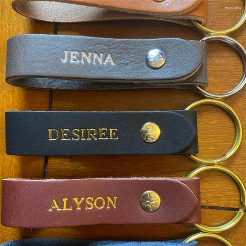 

Keychains Personalized Leather Keychain Custom Name Wedding Gifts Key Fob Monogrammed Holder Birthday Gift Supply