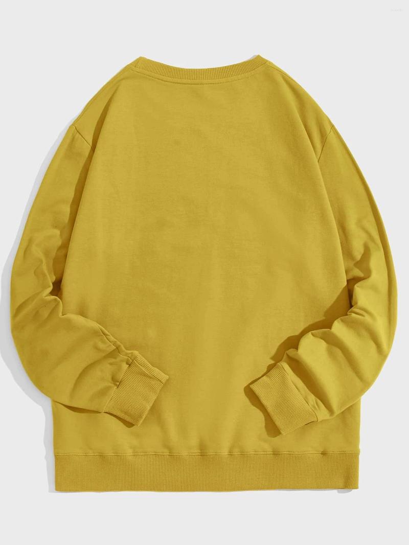 

Men' Hoodies 2022 Men Letter And Yin & Yang Print Sweatshirt, Mustard yellow