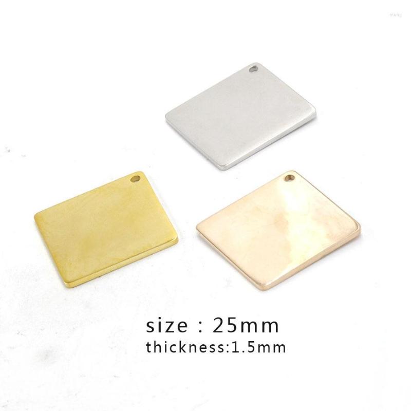 

Pendant Necklaces Stainless Steel Mirror Polish1.5 25mm Square Tag Blank Charm For Necklace/keychain DIY Jewelry Making Wholesale 10pcs