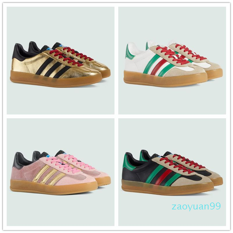 

2022NEW Casual Shoes Men's Gazelle Sneakers Metal Gold Leather Rubber Low Top Sneaker Three in One Limited edition Shoe Pink Women, #9