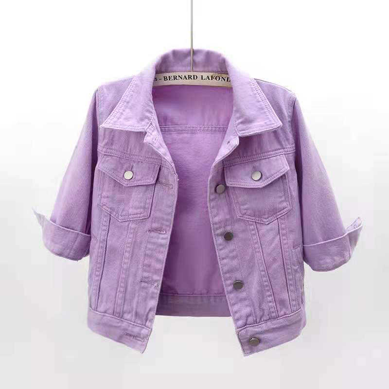 

Women' Jackets Women' Denim Jacket Spring Autumn Short Coat Pink Jean Jackets Casual Tops Purple Yellow White Loose Outerwear T221008