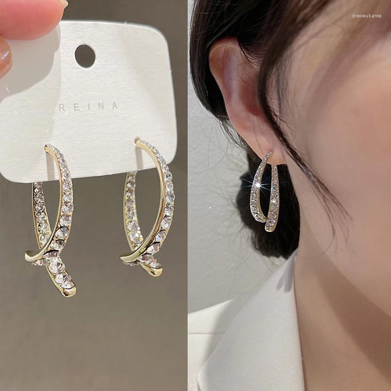 

Backs Earrings 2022 Trendy Niche Design Sense Diamond Cross Fishtail High Temperament