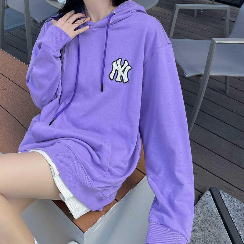 

Hoodies & Korean Men' and Women' Spring Embroidery Ny Loose Relaxed Versatile Ins Fashion Fashion Brand, Black