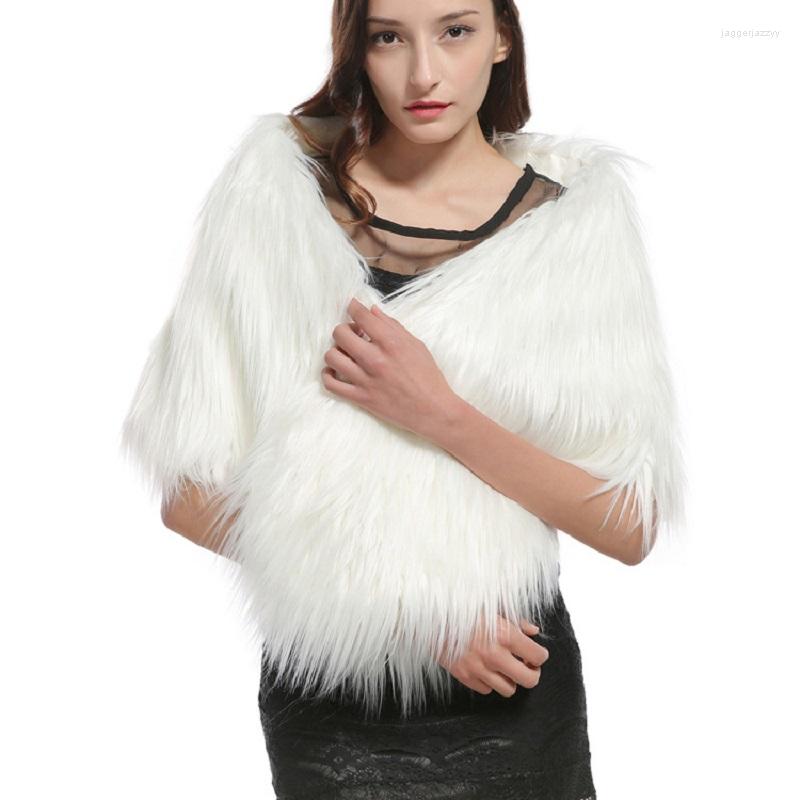 

Women's Fur Women's Fashion Shawl Faux Cloak Wool, White
