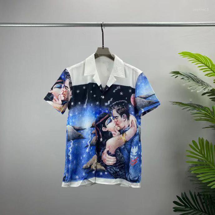 

Men's Casual Shirts L09879 Fashion Men's 2022 Runway Luxury European Design Party Style Clothing, Picture shown