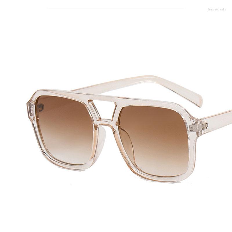 

Sunglasses Personality Ladies Square Glasses Windproof Frame Double Beam Uv Protection Retro Trend Women Man