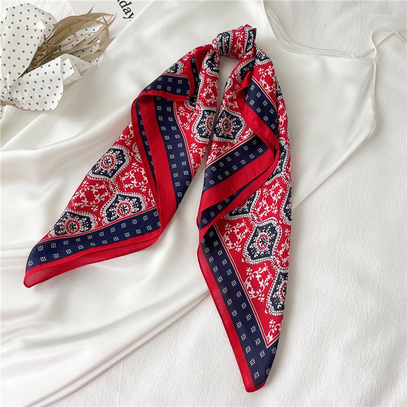 

Scarves Foulard Silk Scarf Women Square Neckerchief Hair Band 2022 Design Print Headscarf Shawl Female Satin Bandana Accessories