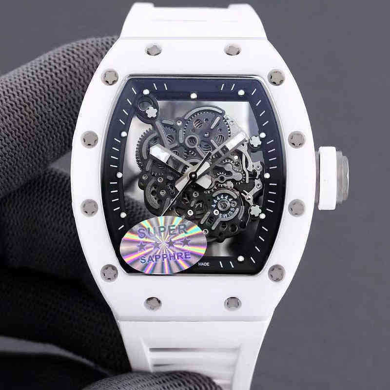 

Richa Business Leisure Rm055 Full Automatic Mechanical Mill r Watch Ceramic Case Tape Men s, Black