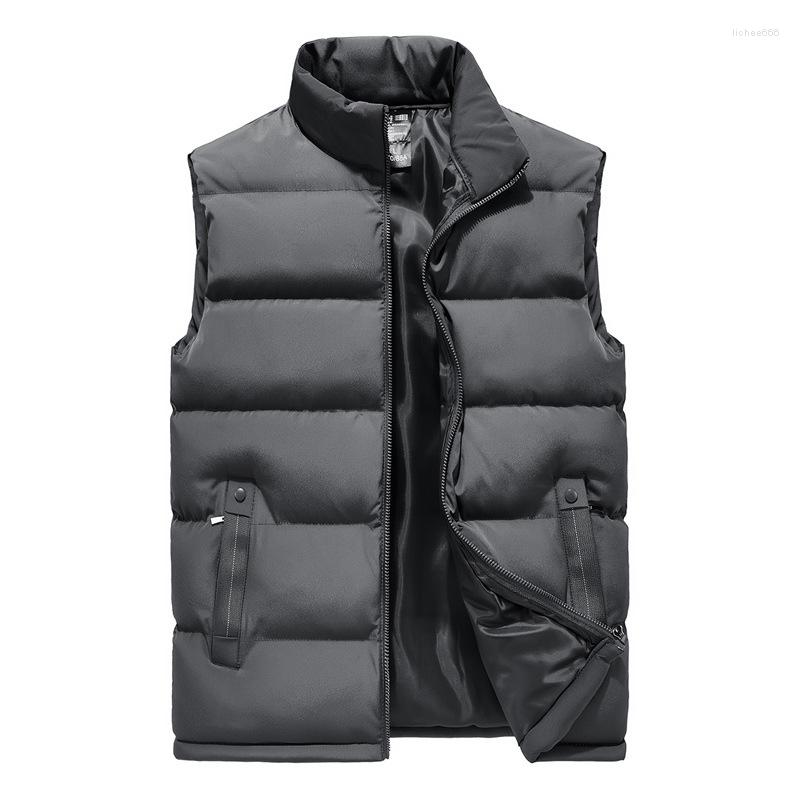 

Men' Vests Casual Vest Men Autumn Winter Jackets Thick Man Sleeveless Coats Male Warm Cotton-Padded Waistcoat Gilet Veste Hommes, Gray