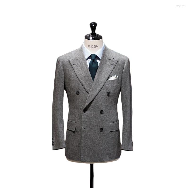 

Men's Suits Solid Gary Men's Jacket Custom Formal Double Breasted Smart Casual Party Evening Wear, Gray