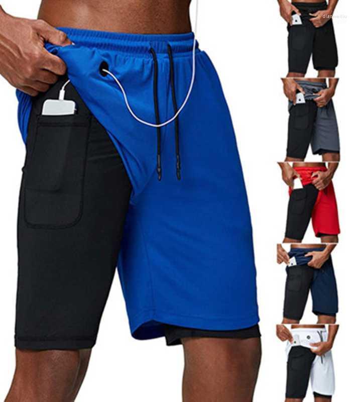 

Running Shorts Mens Double Layer Gym Fitness Training Quick Dry Beach Short Man Summer Sports Workout Crossfit1, Red