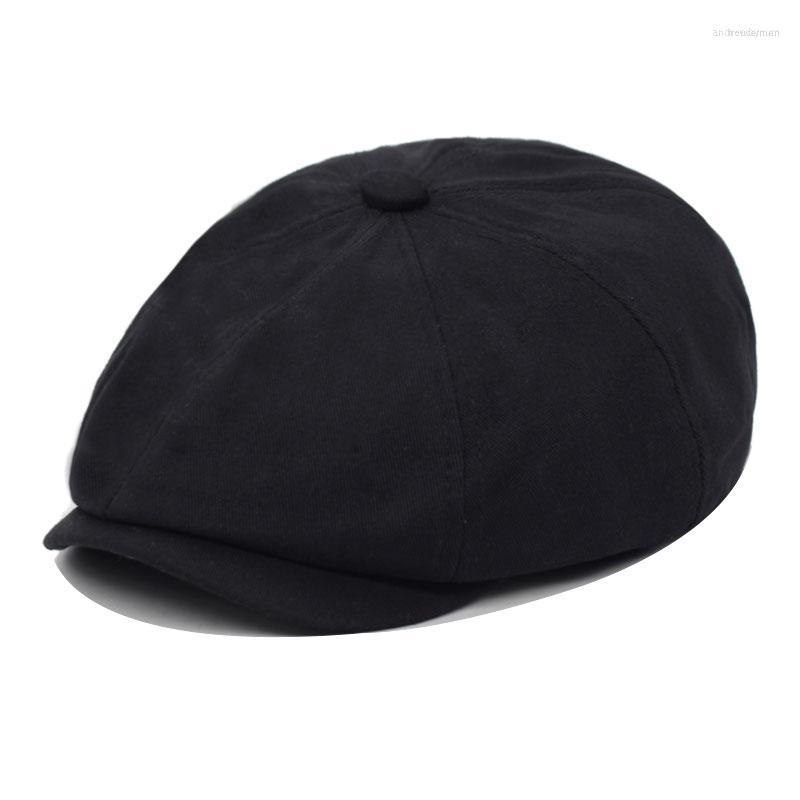 

Berets Fashion Solid Women Beret Hat Men Spring Autumn Caps For Hats Visor Flat Peaked Cotton Sboy Male Visors Cap, Black