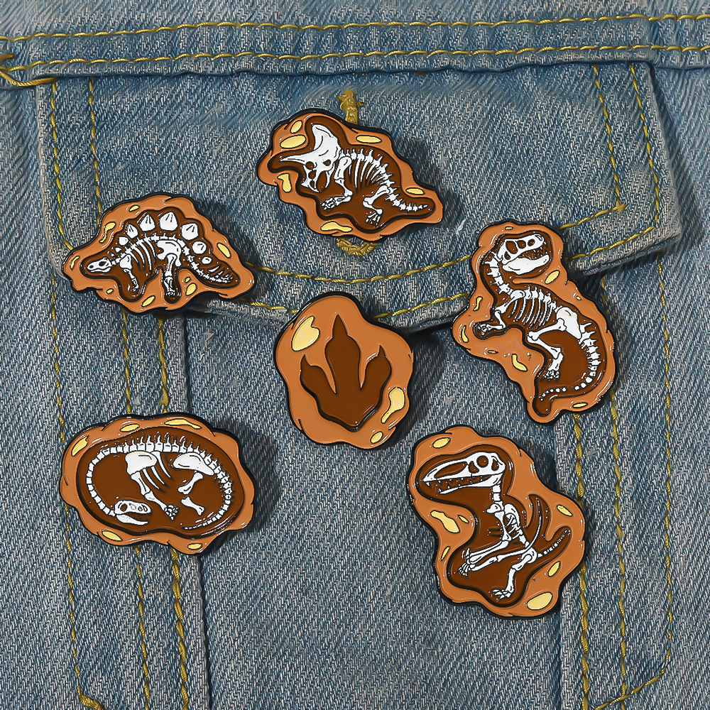 

Dino Fossil Enamel Pins Custom Dinosaurs Brooches Lapel Badges Jurassic Animal Skeletons Jewelry Gift for Kids Friends, Color #1