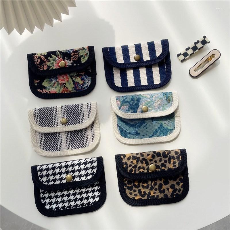 

Card Holders Retro Leopard Stripe Coin Money Bag Small Mini Change Purse For Women Vintage Credit Bank Holder Portable Keys Bags