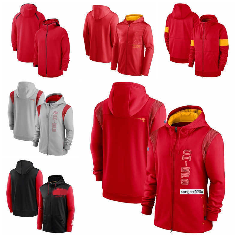 

Kansas City Men Women Youth Chief Football Sideline Team Performance Full-Zip Hoodie Red Gray''nfl''jersey