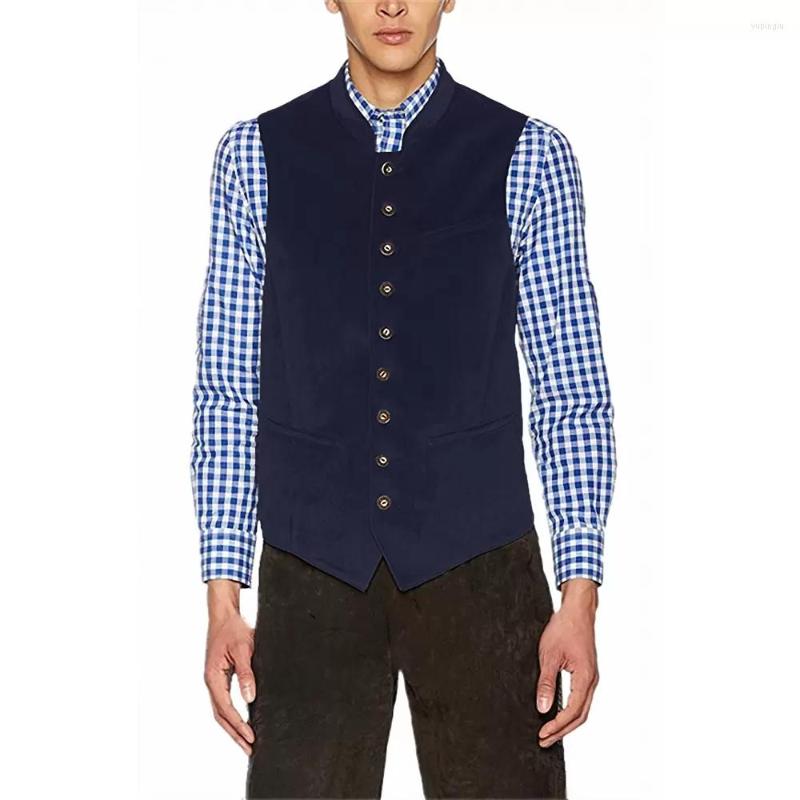 

Men's Vests Men's Fashion Stand Collar Single Breasted Velvet Dress Vest Suitable For Wedding Groomsmen Turtleneck Casual Coat Dinner, Blue