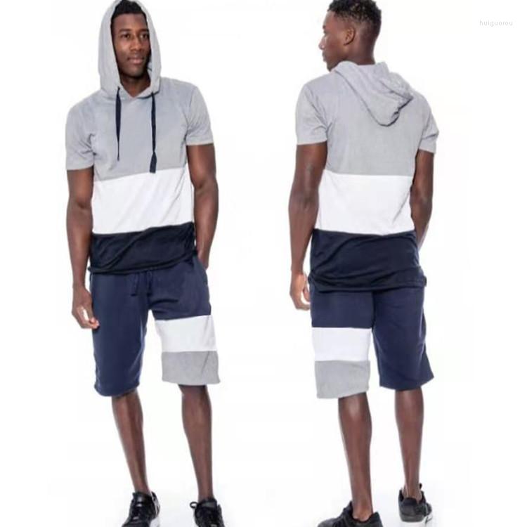 

Men's Tracksuits European And American Summer Personality HHooded Men's Casual Loose T-shirt Sports Suit, Black