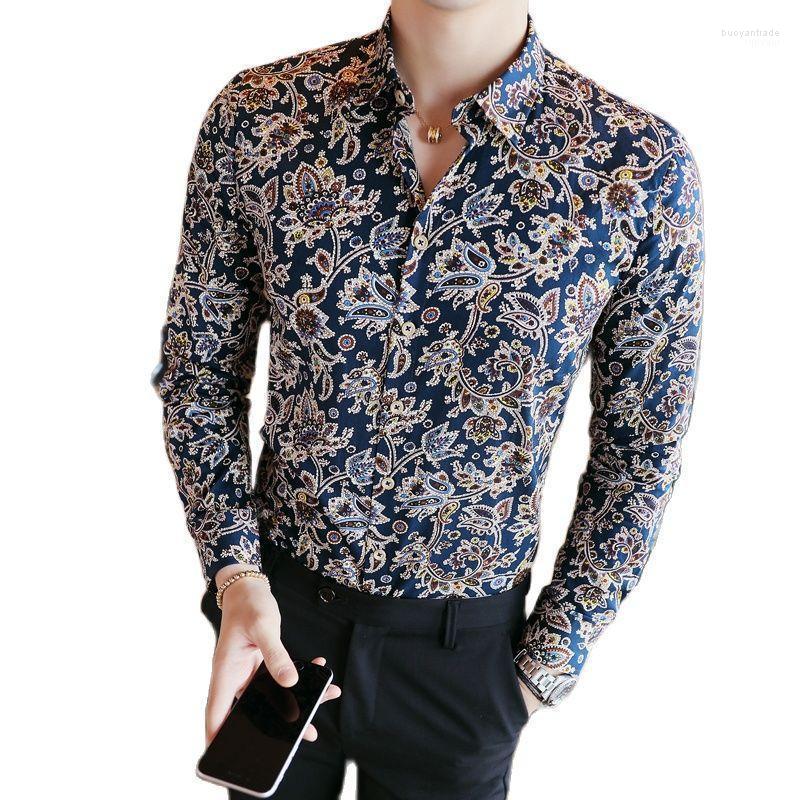 

Men's Casual Shirts Men's Men For Long Sleeve Floral Print Shirt 2022 Fashion Autumn Streetwear ButtonTurn-Down Collar MaleTop, No 7