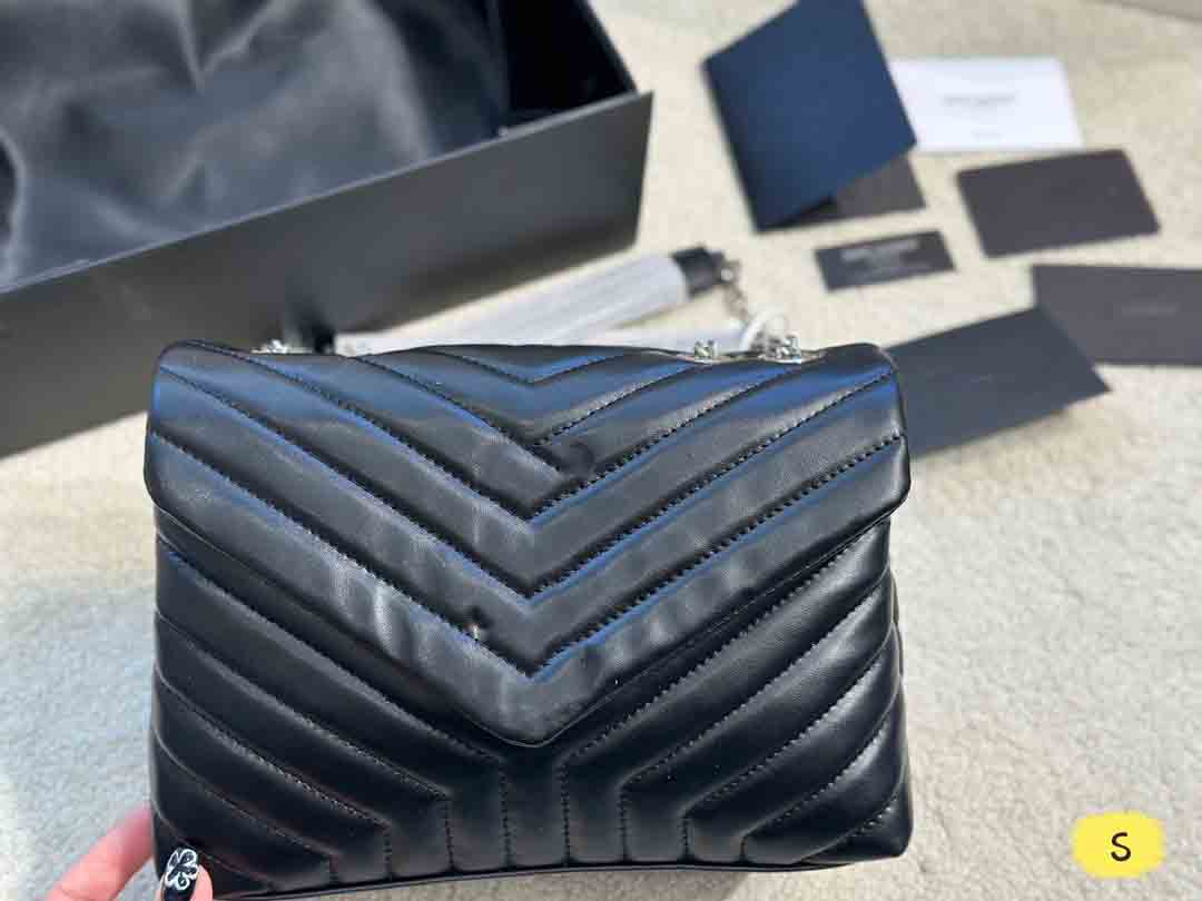 

2022 Fashion Designer Bags LOULOU Women Chain Real Leather 25cm Large-Capacity Shoulder Bag Gold silver High Quality Messenger Handbags Envelope