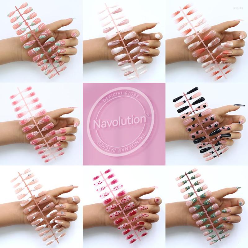 

False Nails 24Pcs/Box Charming Pink Flame Long Ballet Wearable Fake Press On Square Head Full Cover Detachable Finished Fingernails, Xqx-07