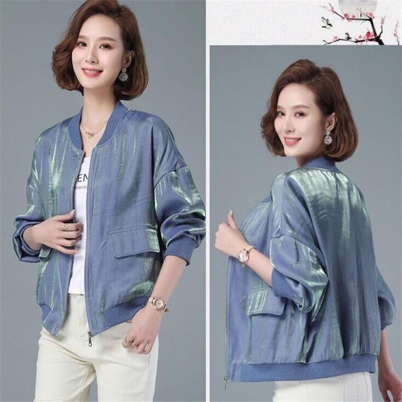 

Women's Jackets Women's Shiny Trend Fluorescent Outwear Long Sleeves Stand-up Collar Coats Loose Oversize Feminine Jacket Streetwear, Sky blue