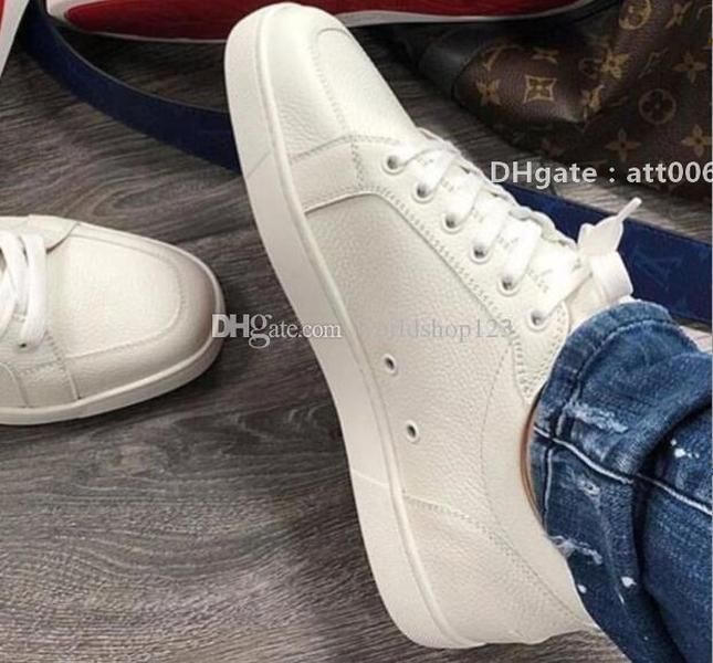 Red-Bottoms Christians High Quality Brands New White Black Leather Rantulow Casual Shoes Men Women Flat Luxurious Low Top Red Sneakers H TAc
