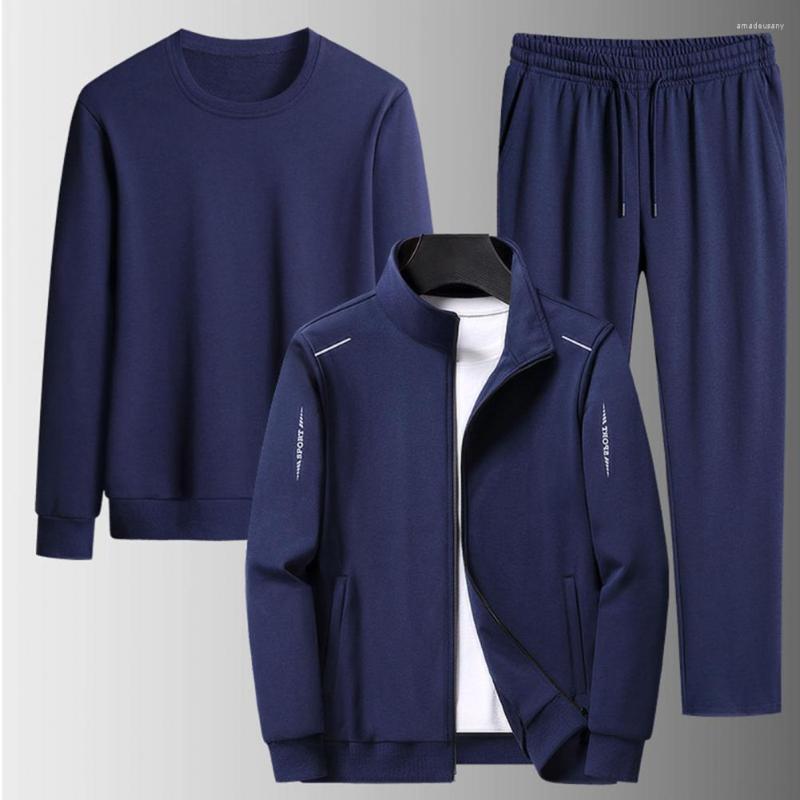 

Men's Tracksuits Men Stand Collar Cardigans Clothes For Autumn Three-piece Sets Sweatshirt Coat Pants Men's Track Suites, Black