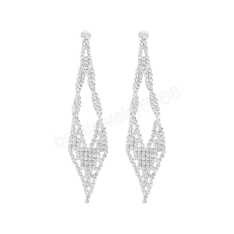 

Luxury Multi Row Rhinestone Dangle Earrings For Women Crystal Jewelry Shiny Wedding Party Jewelry