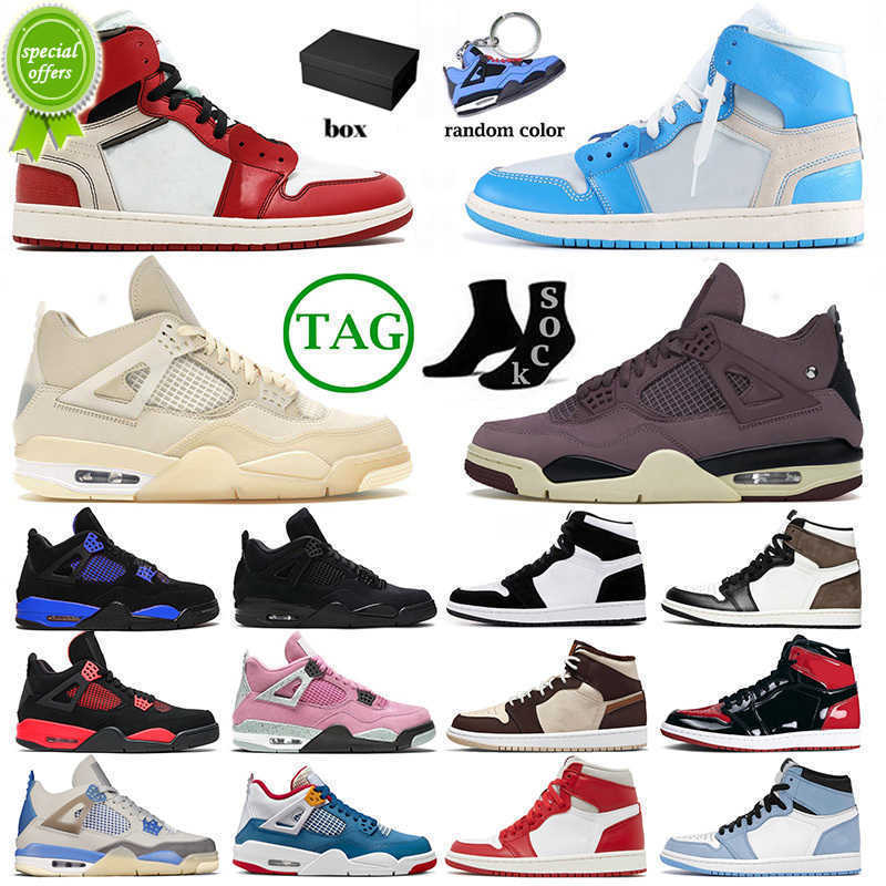 

Jumpman 1 4 Men Women Basketball Shoes J4 High Quality Offs White 1 4 Black Cat University Blue Cream Dark Chocolate Pink Mid Dutch Green, 36-47 (3)