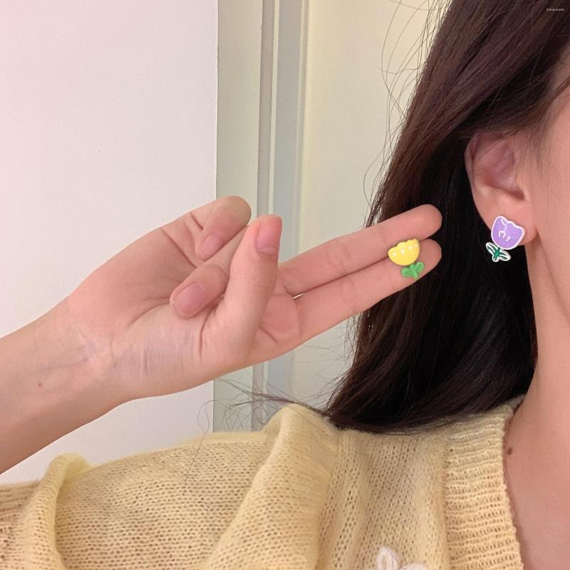 

Backs Earrings Tulip Clip No Hole Ear Clips Sweet Summer Flowers On Earring Without Piercing Minimalist CEa1207