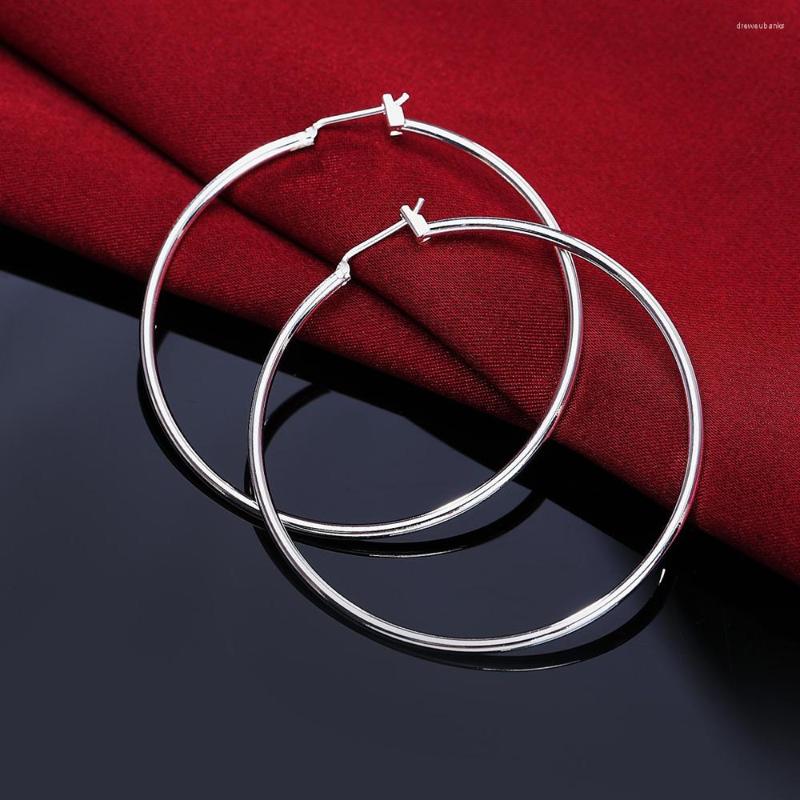 

Hoop Earrings 5CM Big Circle 925 Color Silver For Women Party Brands Jewelry Friend Fashion Christmas Gifts