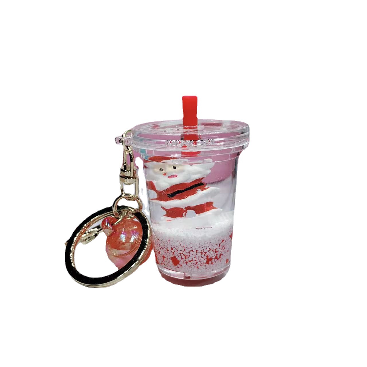 

Party Favor Christmas Milk Tea Key Chain Creative Mini Coconut Drink Acrylic Sports Liquid Oil Drop Jewelry Gift